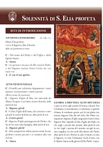 Foglio per la celebrazione Eucaristica della Solennità di S. Elia profeta